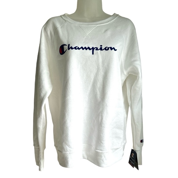 Champion White Crew Neck Sweatshirt Size Medium NEW! - Picture 1 of 2